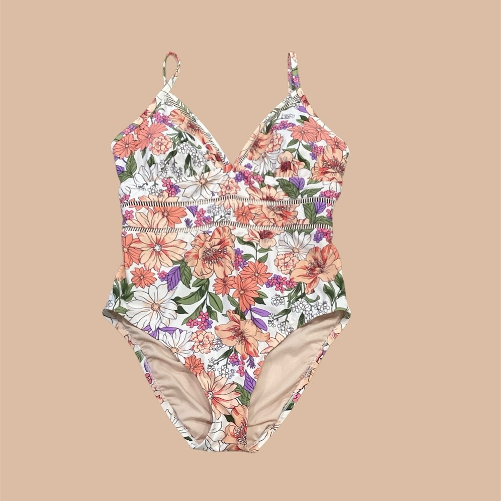 Kona Sol Women’s Floral Women’s One Piece Swimsuit,size Large 💐